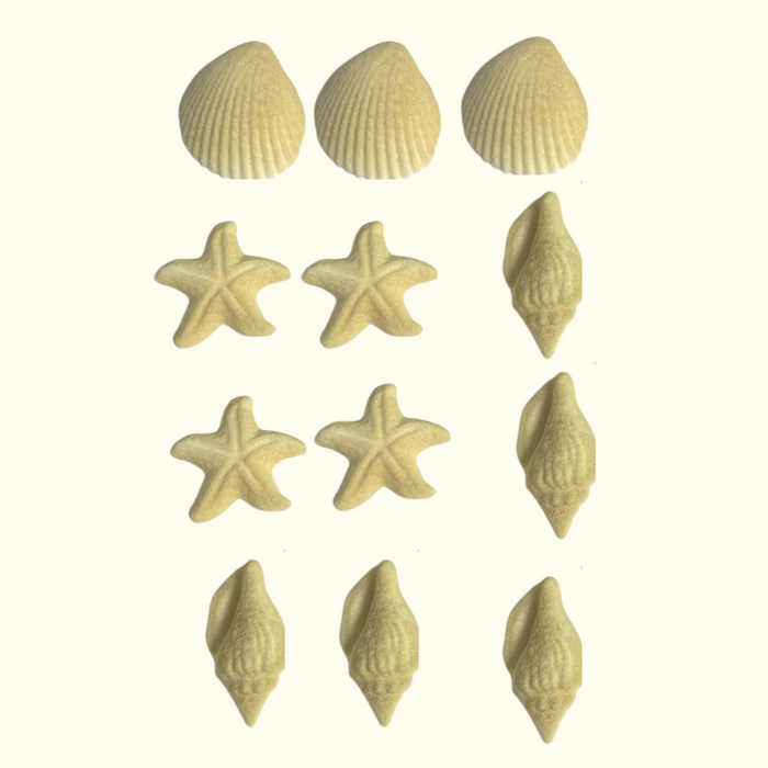 Tan Seashells & Starfish Decorative Sugars (White) - 12ct, Asstd.