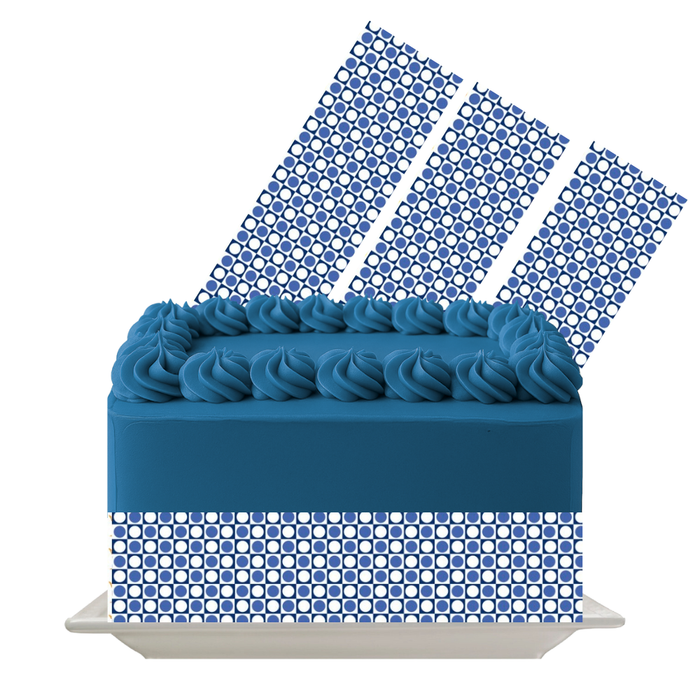 Navy Starburst Tiles Edible Cake Wrap | 8x10 Icing Sheet | Modern Birthday Cake Decor