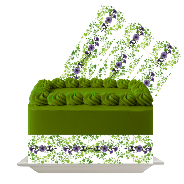 Lavender Floral Stream Edible Cake Wrap | 8x10 Icing Sheet | Garden & Spring Cake Decor