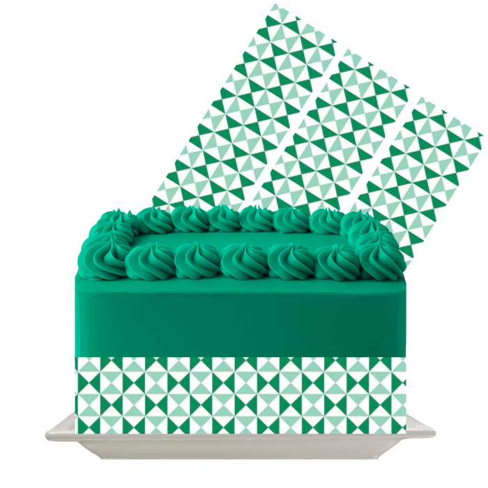 Geo Clover Mint Edible Cake Wrap | Green Triangle Pattern Icing Sheet | Spring & Nature Cake Decor