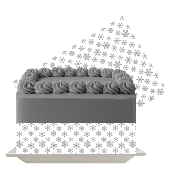Silver Snowflakes Edible Cake Wrap - Shiny Metallic Cake Decoration Sheet | Premium Edible
Image Decor