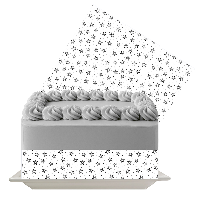 White Stars Edible Cake Wrap | Star Pattern Icing Sheet | Space, Birthday & Celebration Cake Decoration