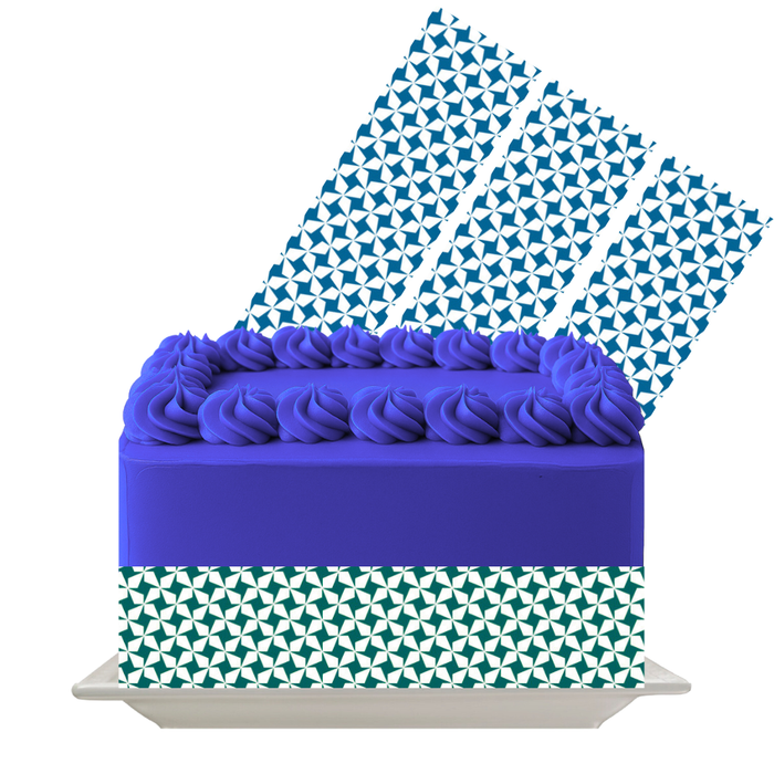Blue Star Grid Pattern Edible Cake Wrap | 8x10 Icing Sheet | Birthday & Event Decoration