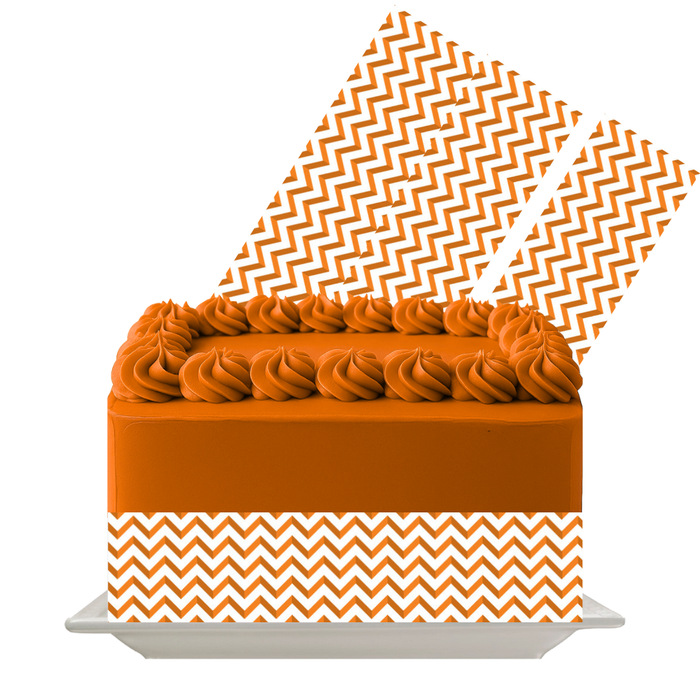 Orange Zigzag Punch Edible Cake Wrap | 8x10 Icing Sheet | Retro Birthday & Pop Art Cake Decor