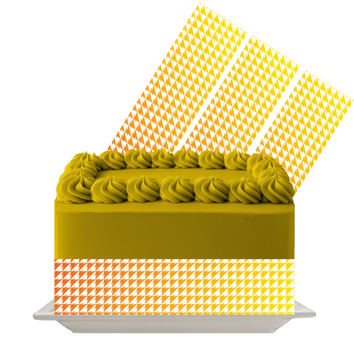 Yellow Houndstooth Glow Edible Cake Wrap | 8x10 Icing Sheet | Modern Retro Cake Decor