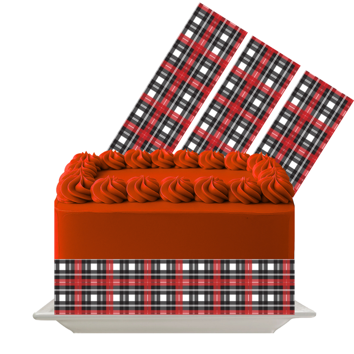 Red & Black Plaid Pattern Edible Cake Wrap | 8x10 Icing Sheet | Rustic & Holiday Cake Decoration