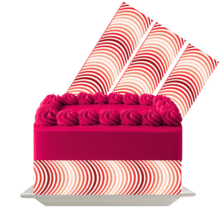 Radiant Ripple Wave Edible Cake Wrap | Pink & Red Gradient Swirl Icing Sheet | Bold Celebration Cake Decor