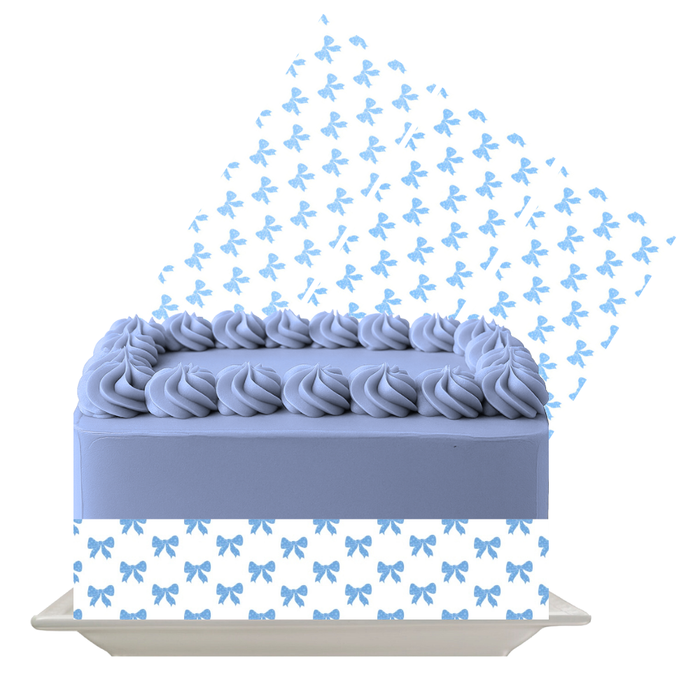 Blue Mini Bow Edible Cake Wrap | Baby Bow Icing Sheet | Cute Gender Reveal Cake Decoration