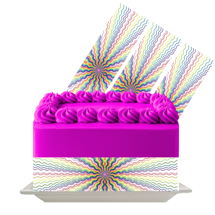 Rainbow Burst Spiral Edible Cake Wrap | Color Explosion Icing Sheet | Kids Party & Fun Celebration Cake Decor