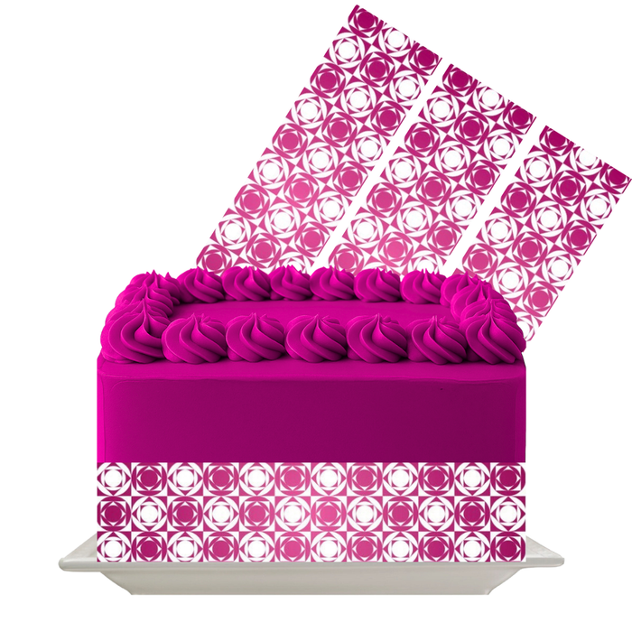 Magenta Circle Lattice Edible Cake Wrap | 8x10 Icing Sheet | Floral Geometric Cake Decor