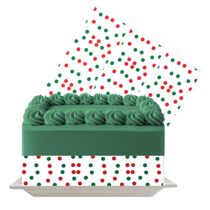 Red and Green Dots Edible Cake Wrap | Festive Polka Dot Icing Sheet | Christmas Cake Decoration