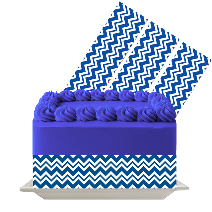Blue Chevron Zigzag Edible Cake Wrap | 8x10 Icing Sheet | Modern Graphic Cake Decor
