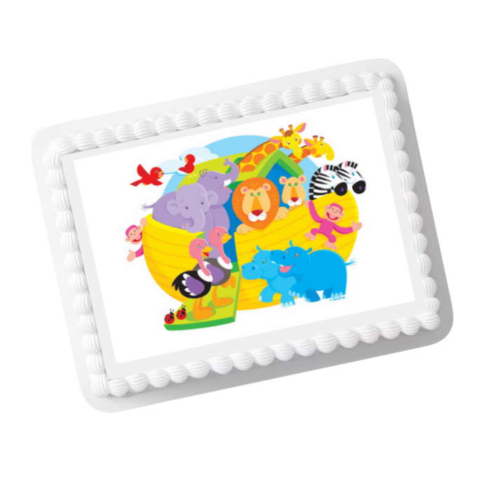 Noah’s Ark Animals Edible Cake Topper – 8x10 Frosting Sheet | Biblical Story Birthday Decoration