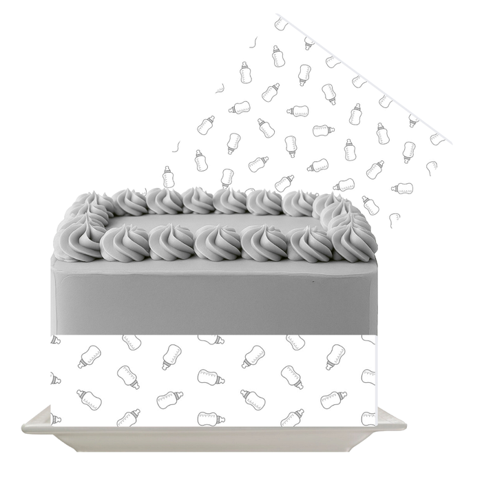 Baby Bottle Edible Cake Wrap | Baby Shower Icing Sheet | Newborn Celebration Cake Decoration