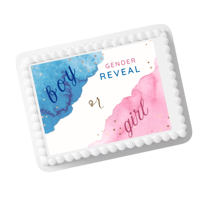 Gender Reveal Boy or Girl Edible Cake Topper – 8x10 Frosting Sheet | Baby Shower Reveal Decoration