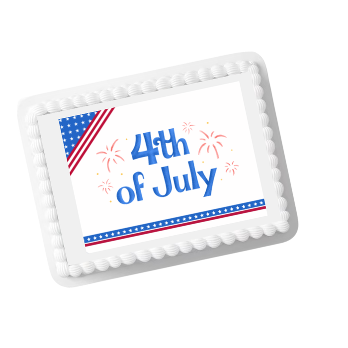 4th of July Fireworks Edible Cake Topper – 8x10 Frosting Sheet | USA Holiday Cake Decoration