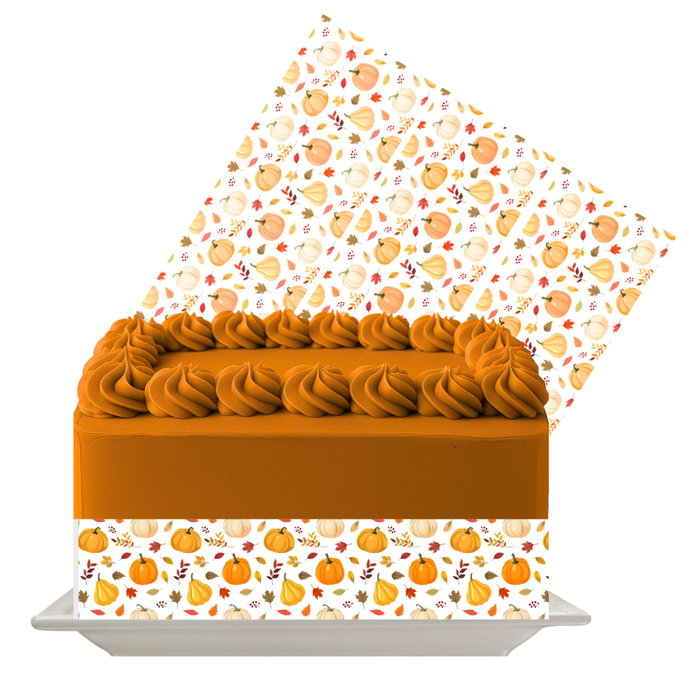 Pumpkin Edible Cake Wrap | Fall Theme Icing Sheet | Halloween & Thanksgiving Cake Decoration