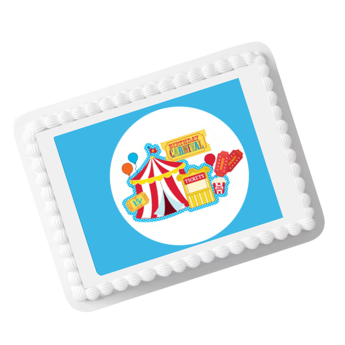 Circus Tent Birthday Edible Cake Topper – 8x10 Frosting Sheet | Carnival Party Decoration