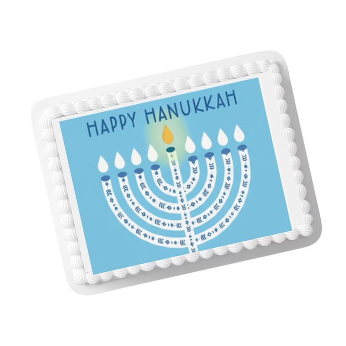 Hanukkah Menorah Edible Cake Topper – 8x10 Frosting Sheet | Jewish Holiday Cake Decoration
