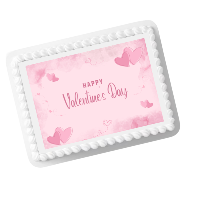 Pink Hearts Valentine’s Day Edible Cake Topper – 8x10 Frosting Sheet | Romantic Cake Decoration