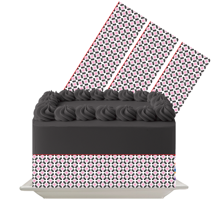Burgundy Dot Stripe Fusion Edible Cake Wrap | 8x10 Icing Sheet | Elegant Celebration Cake Decor