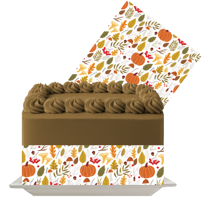 Leaves and Pumpkins Edible Cake Wrap | Autumn Fall Cake Decoration Shee