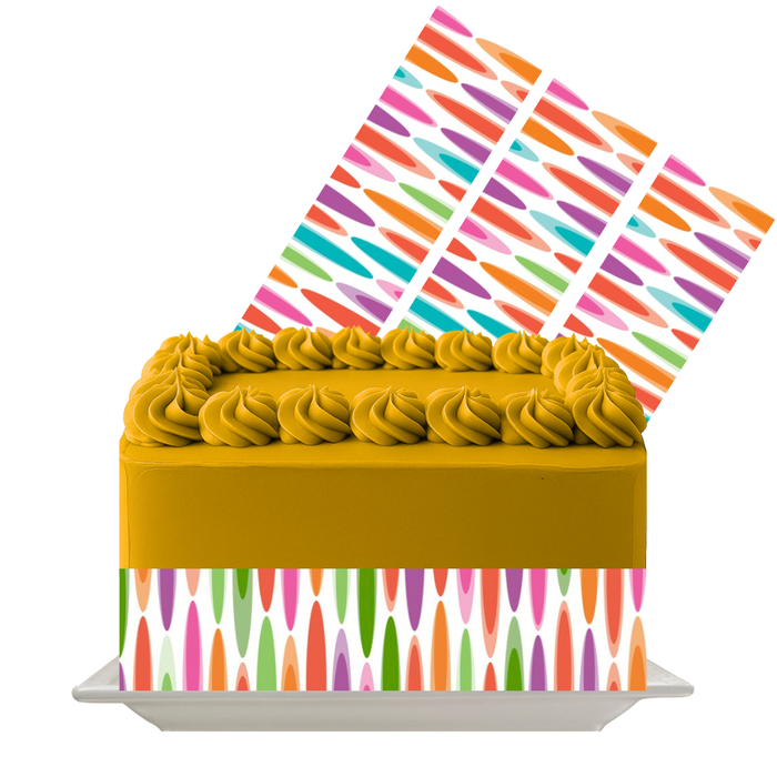 Candy Stick Rainbow Lines Edible Cake Wrap | 8x10 Icing Sheet | Kids Birthday Cake Decor