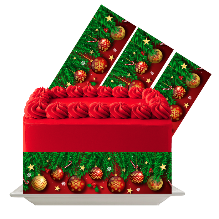 Christmas Decorations Edible Cake Wrap | Holiday Icing Sheet | Festive Cake Decor