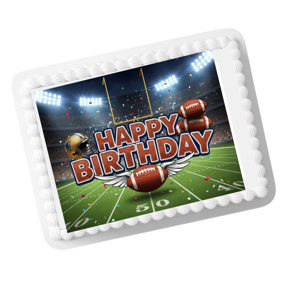 American Football Stadium Happy Birthday Edible Cake Topper – 8x10 Frosting Sheet | Sports Birthday Decoration