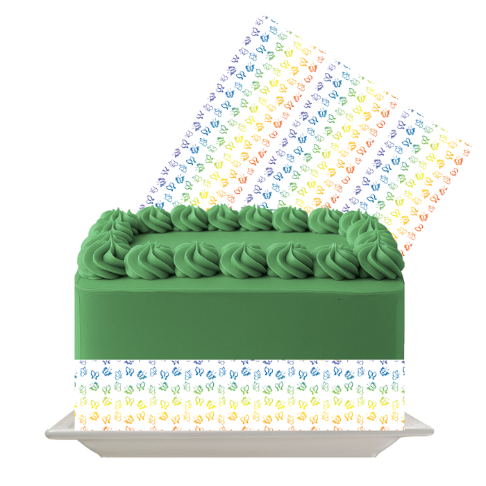 Rainbow Sparkle Line Edible Cake Wrap | 8x10 Icing Sheet | Colorful Festive Cake Decor