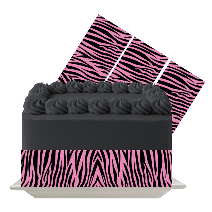 Pink Zebra Print Edible Cake Wrap | Hot Pink Animal Stripe Icing Sheet