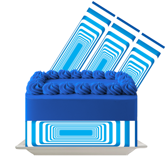 Blue Maze Lines Edible Cake Wrap | 8x10 Icing Sheet | Geometric Modern Cake Decoration