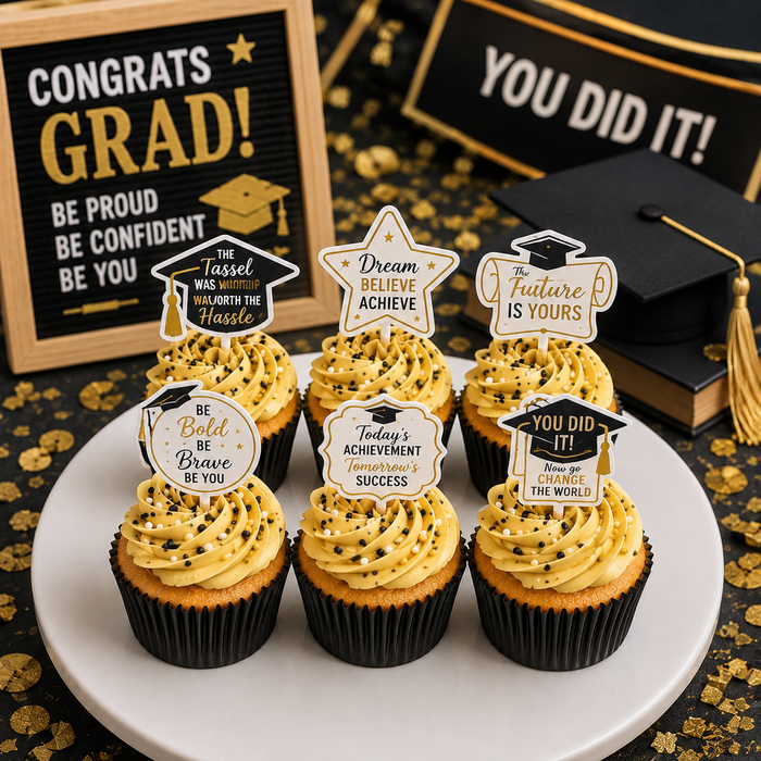 Graduation Dessert Decoration Cupcake Topper Picks - 12ct