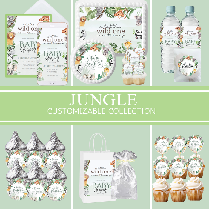 Jungle Party Collection | Edible Cake Toppers, Cupcake Picks, Labels & Favor Bags