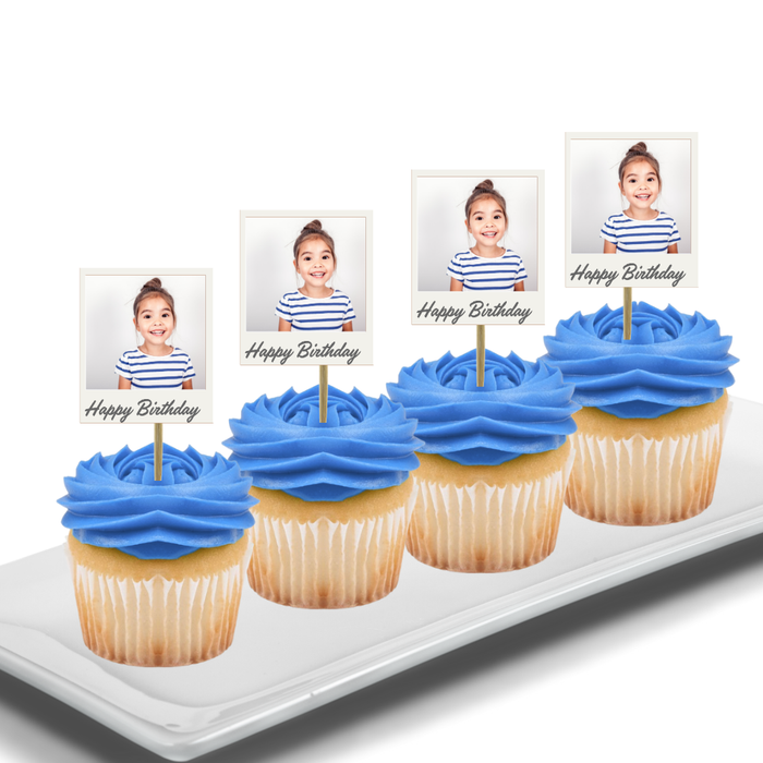 Polaroid Your Photo Face Cupcake Toppers -Set 12