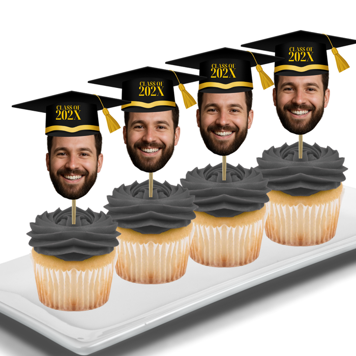 Graduation Your Photo Face Cupcake Toppers -Set 12