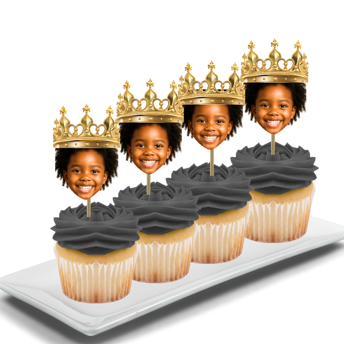 Queen Crown Your Photo Face Cupcake Toppers -Set 12