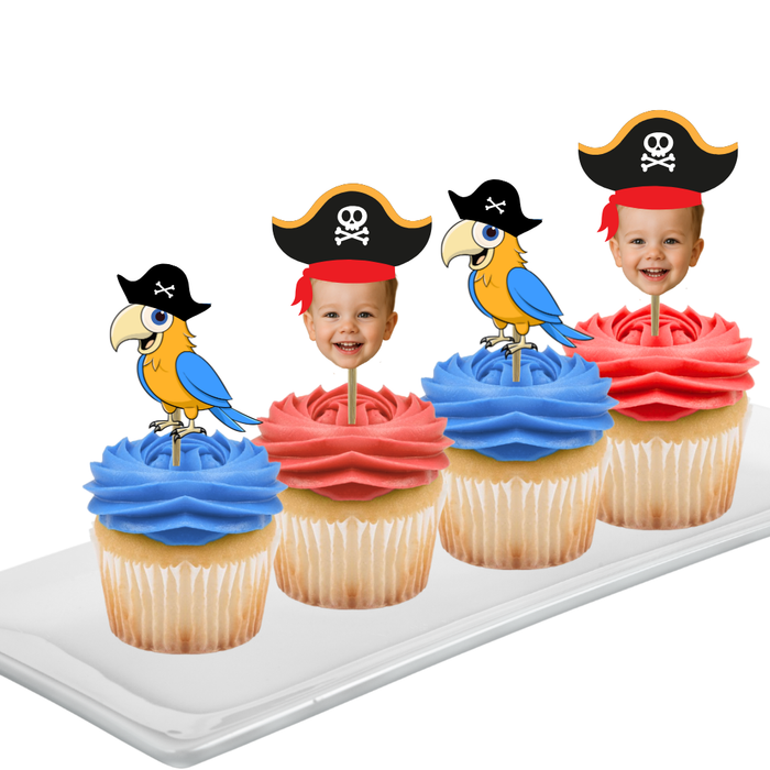 Pirate Your Photo Face Cupcake Toppers -Set 12