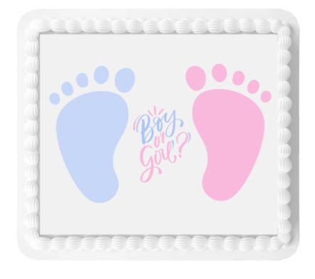 Gender Reveal Burn Away Cake Edible Photo Image Topper – Personalized Baby Reveal Cake Decoration