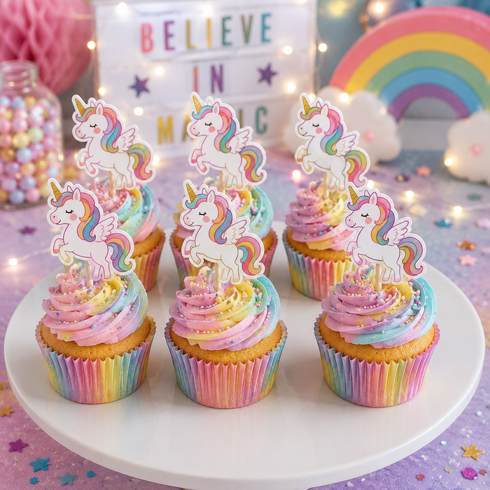 Unicorn Dessert Decoration Cupcake Topper Rings – 12-Count