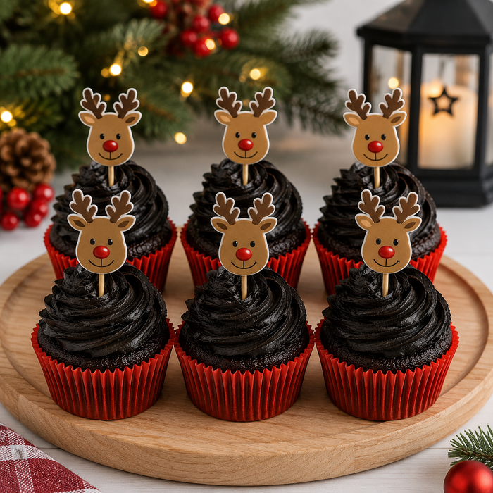 Reindeer Dessert Decoration Cupcake Topper Rings - 12ct