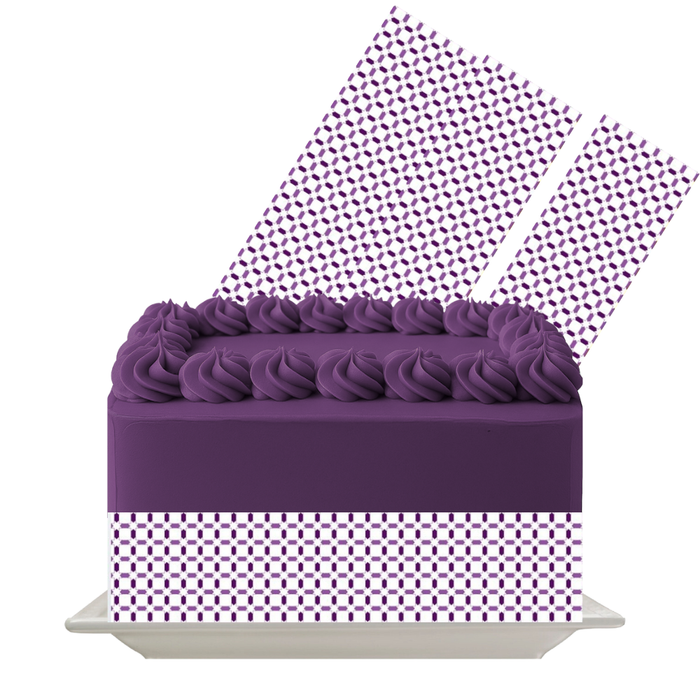 Purple Mosaic Mini-Dot Edible Cake Wrap | 8x10 Icing Sheet | Modern Party Cake Decoration