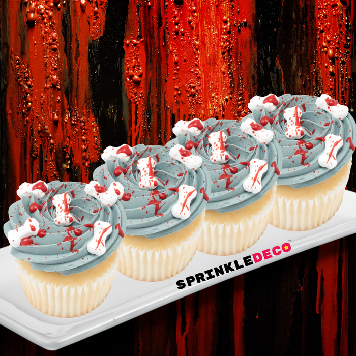 Bloody Bone Cupcake Decoration Idea (4oz Bone and 1oz Red Color)