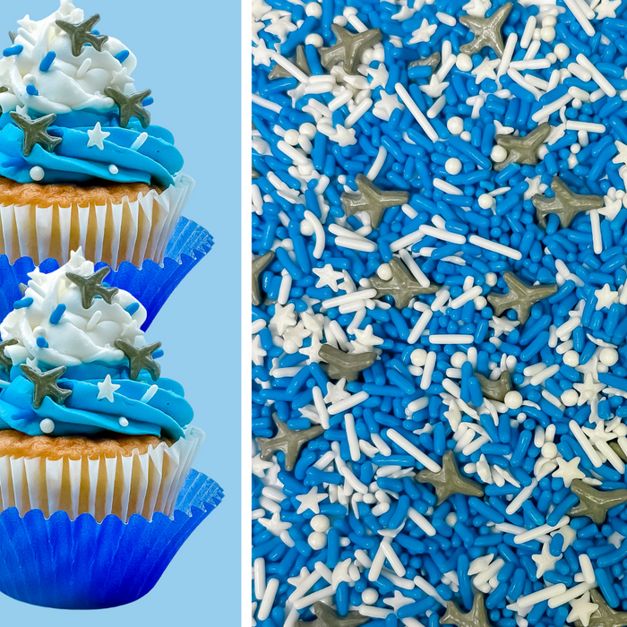 Jet Fighter Blue Airplane Dessert Decorating Sprinkle Mix - 4oz