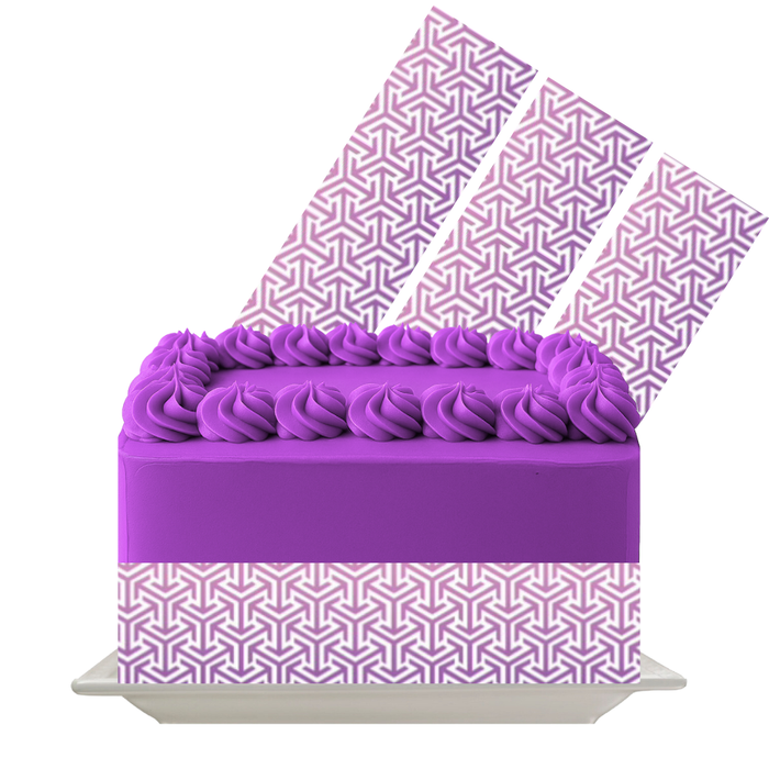 Purple Geometric Weave Edible Cake Wrap | 8x10 Icing Sheet | Modern Minimalist Cake Decor