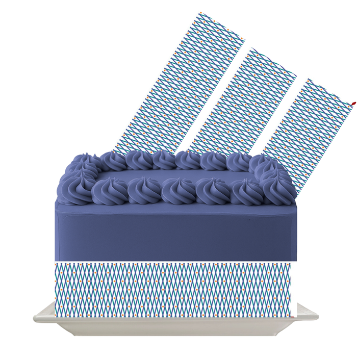 Blue Linear Wave Edible Cake Wrap | 8x10 Icing Sheet | Nautical & Minimal Cake Decor