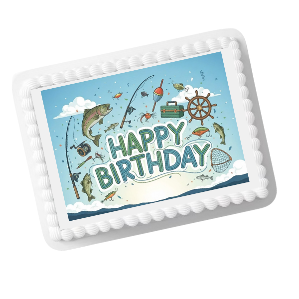 Nautical Sailor Adventure Happy Birthday Edible Cake Topper – 8x10 Frosting Sheet | Ocean & Sea Theme Decoration