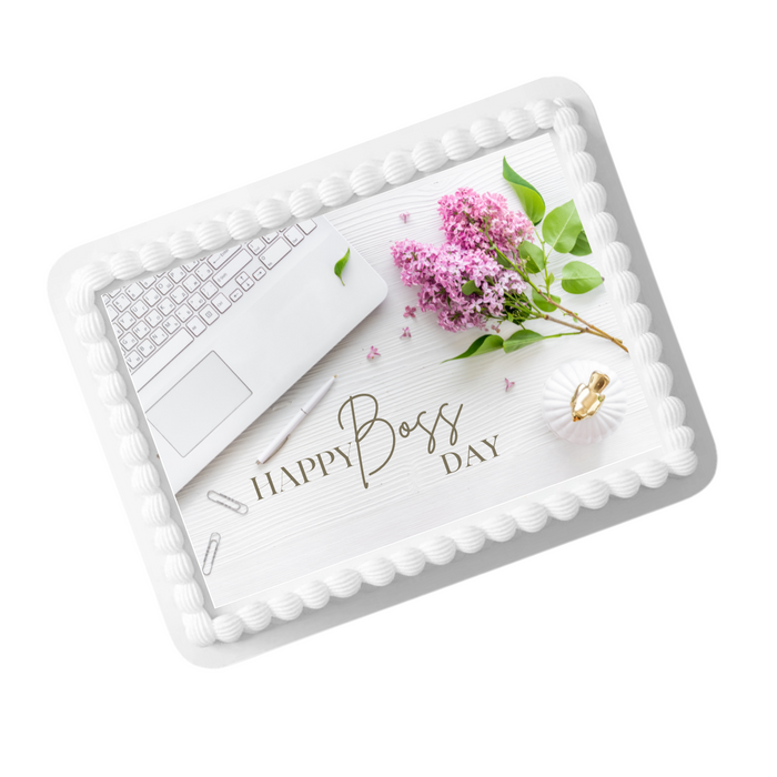 Edible Photo Image Cake Decoration Topper - Happy Boss Day Female