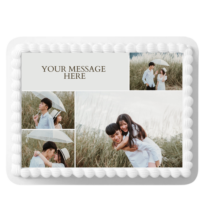 4 Photo Edible Cake Decoration Image Cake Topper with Your Photo & Message