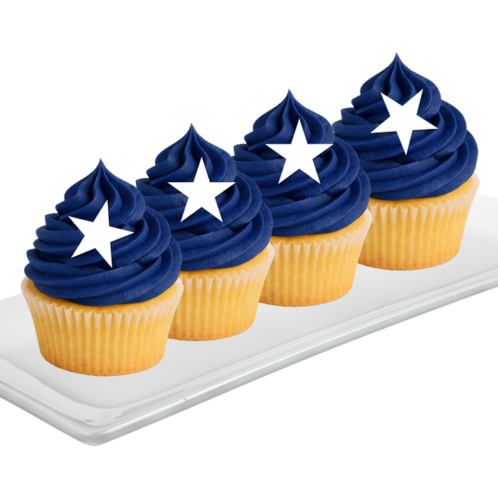 Ready Edibles -  White Star Edible Cupcake Decoration Toppers-24ct